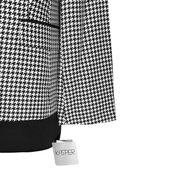 Kasper Women's Blazer Black White Houndstooth Check Career Suit Jacket 14 NWT - Picture 9 of 9